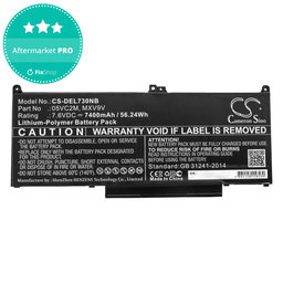 Baterie pentru Dell Latitude 13 7300, 14 7400, 7400mAh, Li-Pol, 7.6V, 05VC2M, HQ