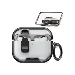 Silicon Caz cu suport telefon si carabina pentru AirPods Pro 3, Black