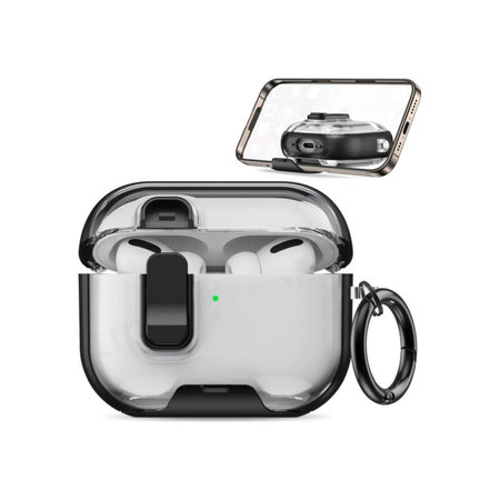 Silicon Caz cu suport telefon si carabina pentru AirPods Pro 3, Black