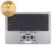Ramă superioară tastatură pentru MacBook Pro 14", A2442 (2021), A2779 (2023), cu tastatură US și baterie, Space Gray, 661-21972, Genuine Apple