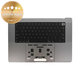 Ramă superioară tastatură pentru MacBook Pro 16" A2780 (2023), cu tastatură US și baterie, Space Gray, 661-32189, Genuine Apple