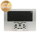 Ramă superioară tastatură pentru MacBook Pro 16" A2780 (2023), cu tastatură US și baterie, Silver, 661-32190, Genuine Apple