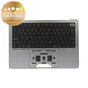 Ramă superioară tastatură pentru MacBook Pro 14", A2442 (2021), A2779 (2023), cu tastatură US și baterie, Space Gray, 661-32210, Genuine Apple