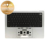 Ramă superioară tastatură pentru MacBook Pro 14", A2442 (2021), A2779 (2023), cu tastatură US și baterie, Silver, 661-32211, Genuine Apple