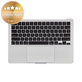 Ramă superioară tastatură pentru MacBook Air 13", A3113 (2024), cu tastatură US și baterie, Silver, 661-40228, Genuine Apple