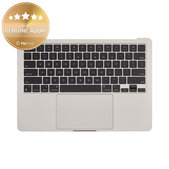 Ramă superioară tastatură pentru MacBook Air 13", A3113 (2024), cu tastatură US și baterie, Starlight, 661-40229, Genuine Apple