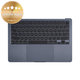 Ramă superioară tastatură pentru MacBook Air 13", A3113 (2024), cu tastatură US și baterie, Midnight, 661-40230, Genuine Apple