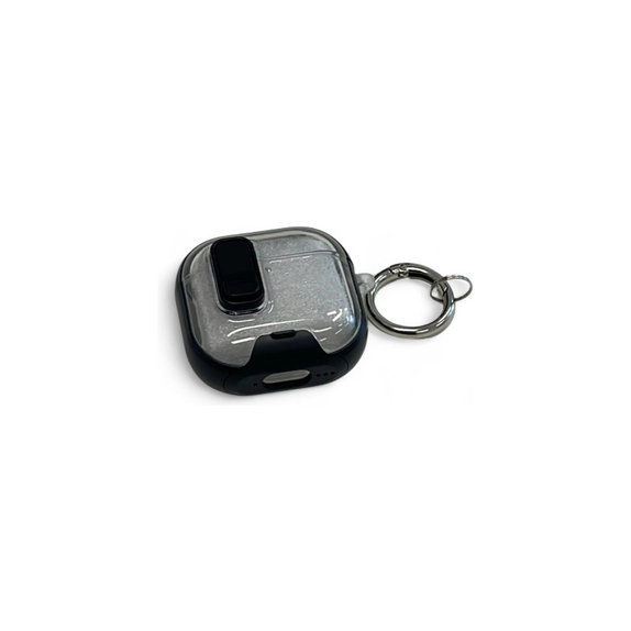 Silicon Caz cu suport telefon si carabina pentru AirPods 4, negru