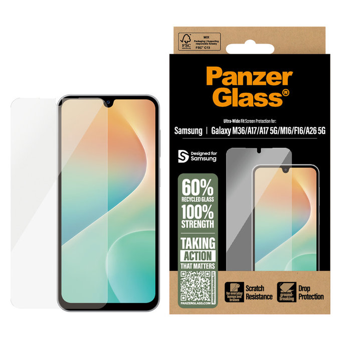 Sticlă securizată UWF pentru Samsung Galaxy M15 5G/F15 5G/A26 5G/A16/A16 5G, Negru, PanzerGlass