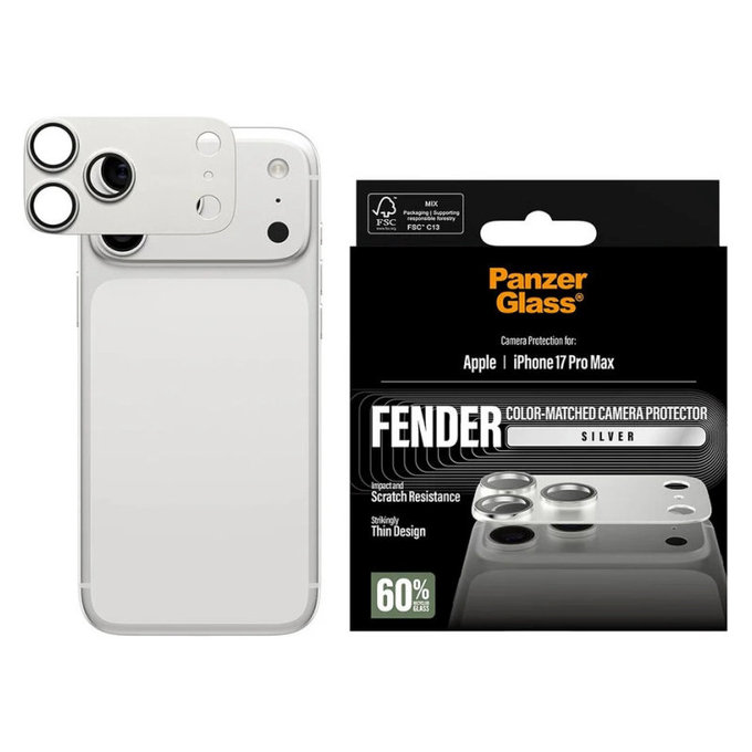 Protecție lentilă Fender pentru iPhone 17 Pro Max, Argintiu, PanzerGlass