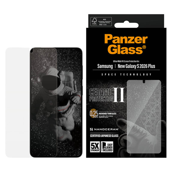Sticlă securizată UWF Ceramic cu aplicator pentru Samsung Galaxy S26+, Transparent, PanzerGlass
