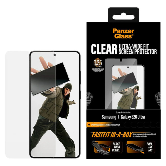 Sticlă securizată UWF cu FASTFIT In-A-Box pentru Samsung S26 Ultra, Transparent, PanzerGlass