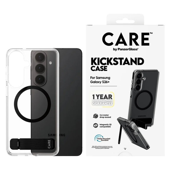 Caz Kickstand cu QI negru pentru Samsung Galaxy S26+, Negru, PanzerGlass