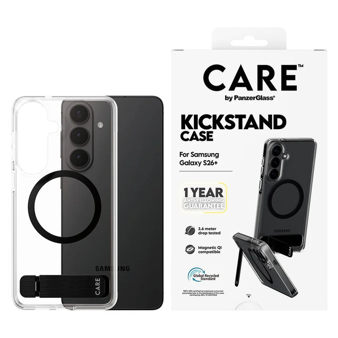Caz Kickstand cu QI negru pentru Samsung Galaxy S26+, Negru, PanzerGlass