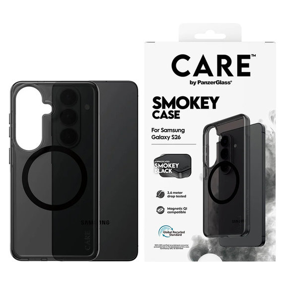 Caz Smokey cu QI negru pentru Samsung Galaxy S26, Negru, PanzerGlass