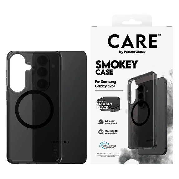 Caz Smokey cu QI negru pentru Samsung Galaxy S26+, Negru, PanzerGlass