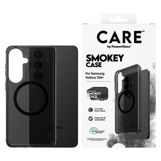 Caz Smokey cu QI negru pentru Samsung Galaxy S26+, Negru, PanzerGlass