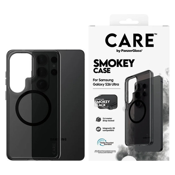 Caz Smokey cu QI negru pentru Samsung Galaxy S26 Ultra, Negru, PanzerGlass