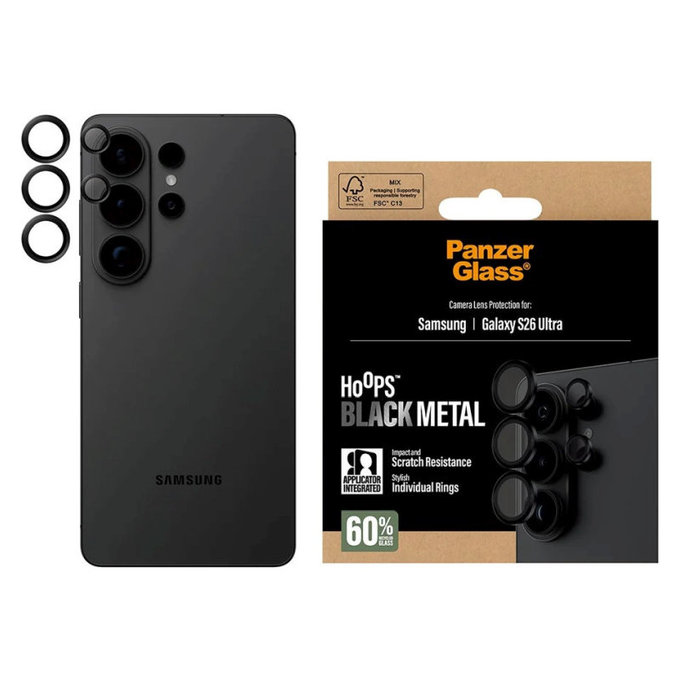 Protecție lentilă Hoops pentru Samsung S26 Ultra, Negru, PanzerGlass