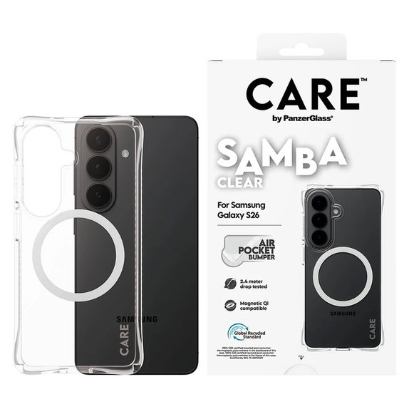Caz Samba cu QI alb pentru Samsung Galaxy S26, Transparent, PanzerGlass