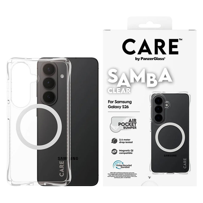 Caz Samba cu QI alb pentru Samsung Galaxy S26, Transparent, PanzerGlass