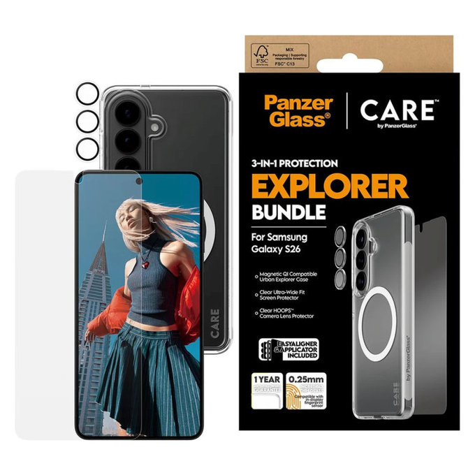 Bundle 3 în 1 Explorer pentru Samsung S26, PanzerGlass
