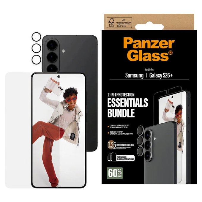 Bundle Essentials 2 în 1 pentru Samsung S26+, PanzerGlass