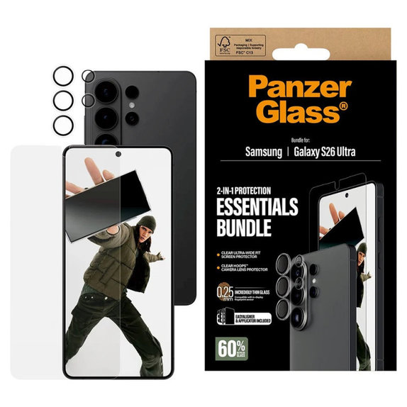 Bundle Essentials 2 în 1 pentru Samsung S26 Ultra, PanzerGlass