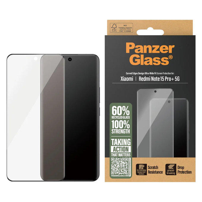 Sticlă securizată UWF pentru Xiaomi Redmi Note 15 Pro+ 5G, Negru, PanzerGlass