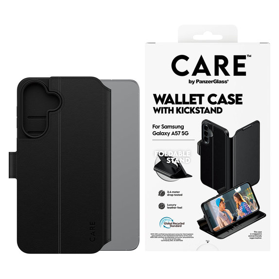 Caz Wallet Kickstand pentru Samsung Galaxy A57, Negru, PanzerGlass