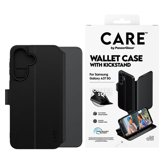 Caz Wallet Kickstand pentru Samsung Galaxy A37, Negru, PanzerGlass