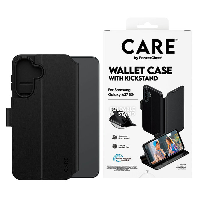 Caz Wallet Kickstand pentru Samsung Galaxy A37, Negru, PanzerGlass