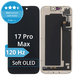 Ecran Soft OLED 120Hz pentru iPhone 17 Pro Max - Sticlă Tactilă + Ramă, DIAGNOSTIC