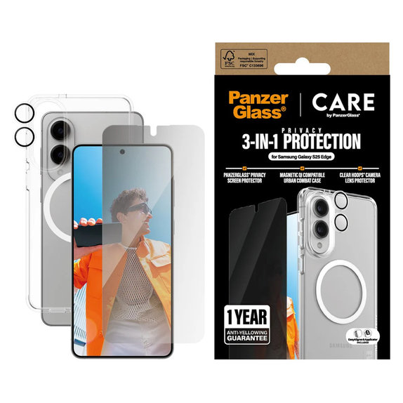 Bundle 3 în 1 Privacy pentru Samsung Galaxy S25 Edge, PanzerGlass