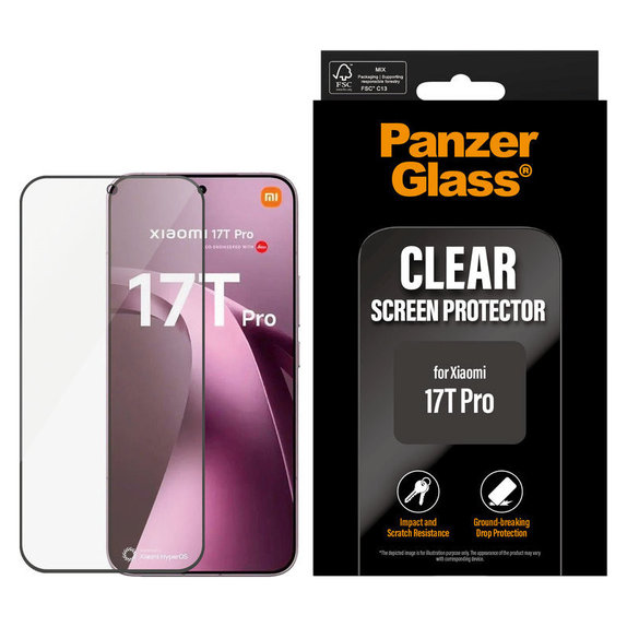 Sticlă securizată UWF pentru Xiaomi 17T Pro, Negru, PanzerGlass