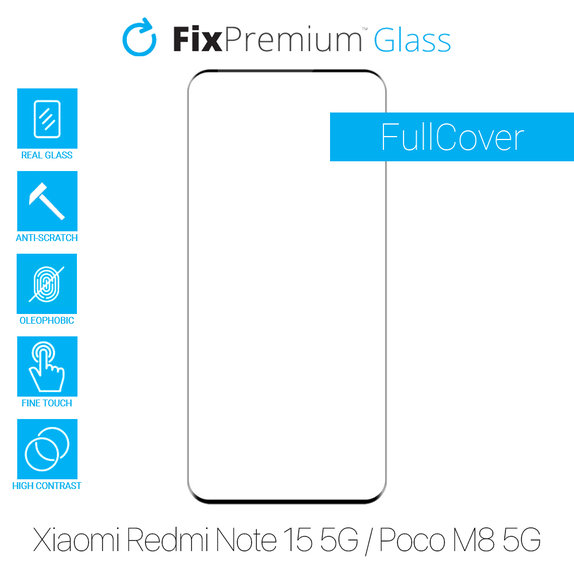 FixPremium FullCover Glass - Geam securizat pentru Xiaomi Redmi Note 15 5G, Poco M8 5G
