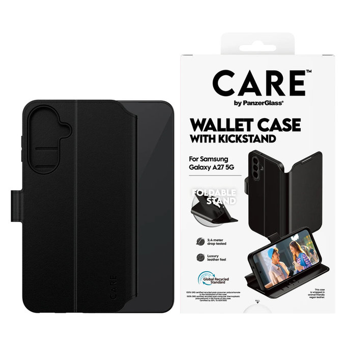 Caz Wallet Kickstand pentru Samsung Galaxy A27, Negru, PanzerGlass