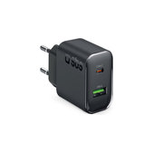 Adaptor de călătorie USB-A/USB-C, GaN, 65 W PD, negru, SBS