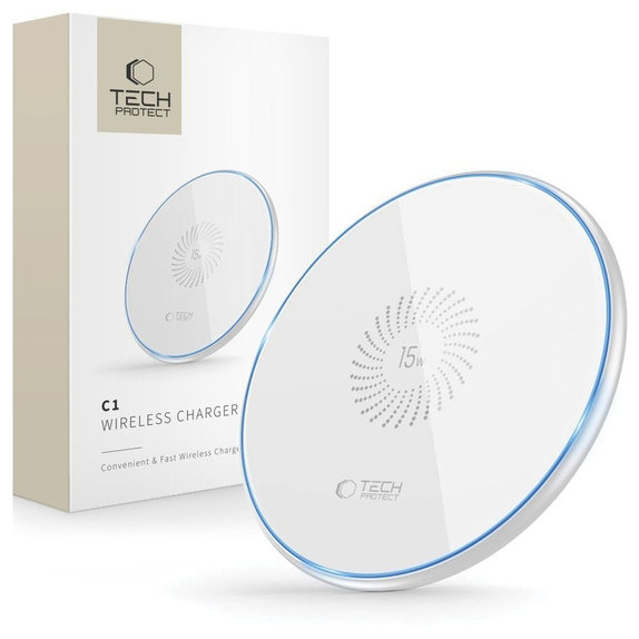 Încărcător wireless QI15W-C1 15W, albă, Tech-Protect