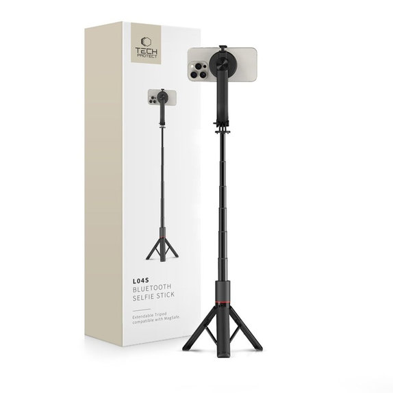 Selfie stick cu trepied L04S MagSafe, neagră, Tech-Protect