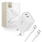 Încărcător de rețea C35W 2-PORT PD 35W + USB-C Cable, albă, Tech-Protect