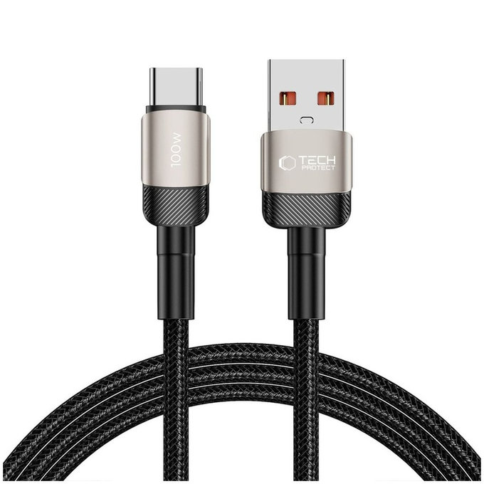 Cablu Ultraboost Evo USB-C Cable 100W/5A 200cm, Titanium, Tech-Protect
