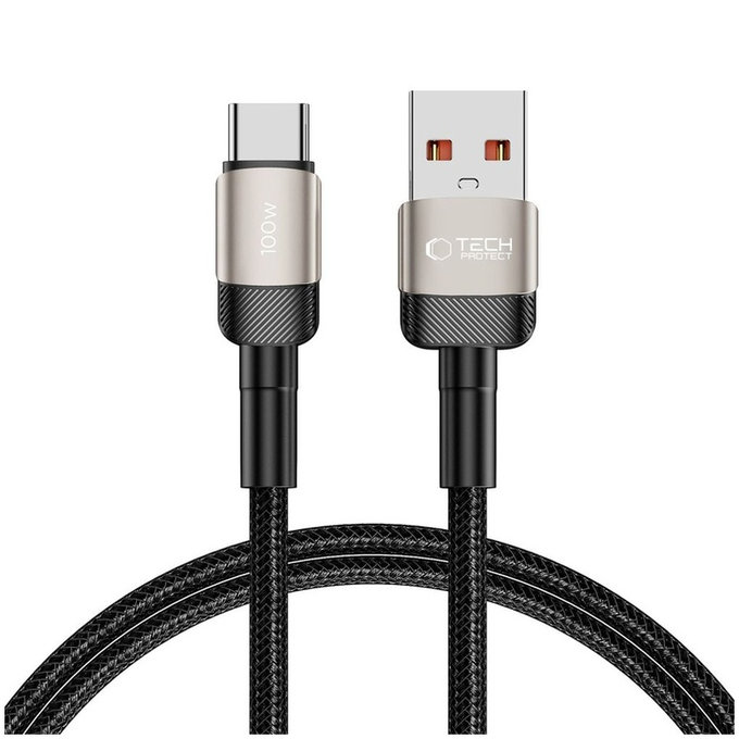 Cablu Ultraboost Evo USB-C Cable 100W/5A 100cm, Titanium, Tech-Protect