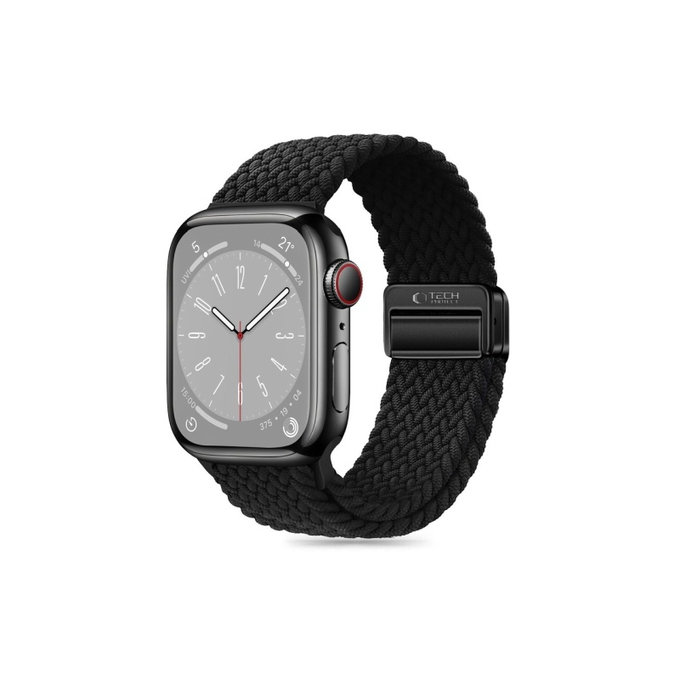 Curea Nylonmag pentru Apple Watch 8 / 9 / 10 / 11 / SE / Ultra (44 / 45 / 46 / 49 mm), neagră, Tech-Protect