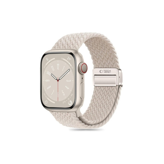 Curea Nylonmag pentru Apple Watch 8 / 9 / 10 / 11 / SE (40 / 41 / 42 mm), Natural Titanium, Tech-Protect