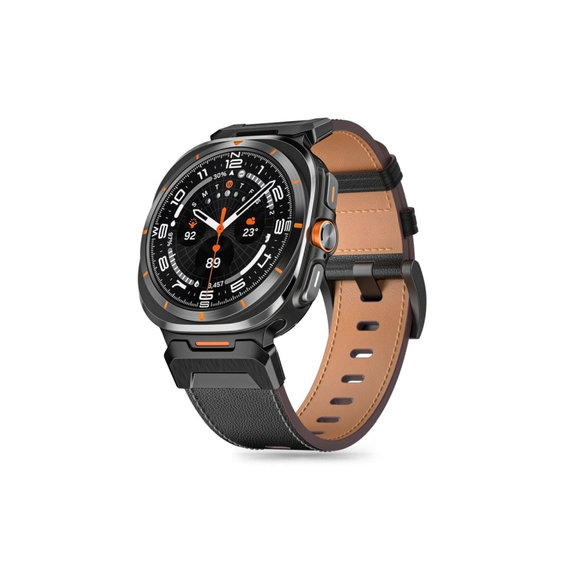 Curea Delta Pro pentru Samsung Watch Ultra 1 / 2 2024-2026 (47 mm) Leather, neagră, Tech-Protect