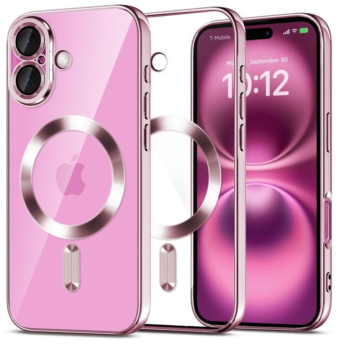 Husă MagFlex MagSafe pentru iPhone 16 Shiny Rose, Tech-Protect