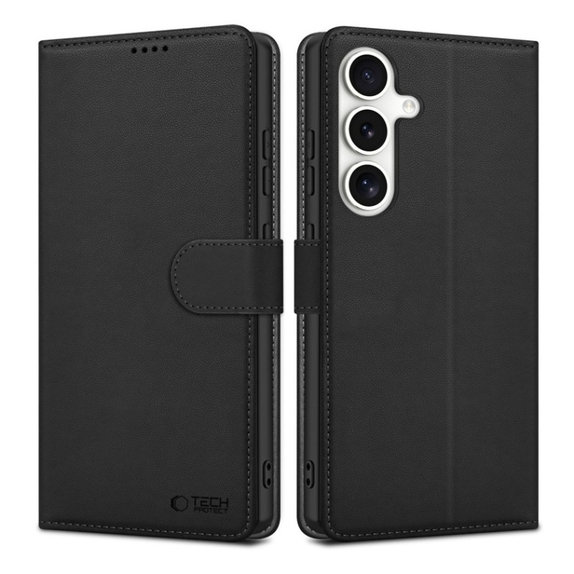 Husă Wallet pentru Samsung S25, neagră, Tech-Protect