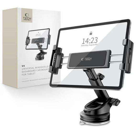 Suport auto V4 Universal Windshield & Dashboard for Tablet, neagră, Tech-Protect