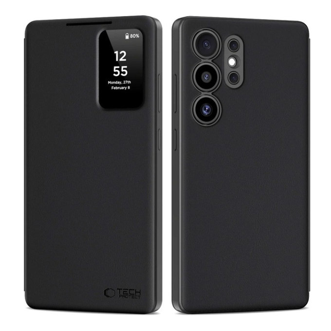 Husă Smart Wallet pentru Samsung S25 Ultra, Matte Black, Tech-Protect